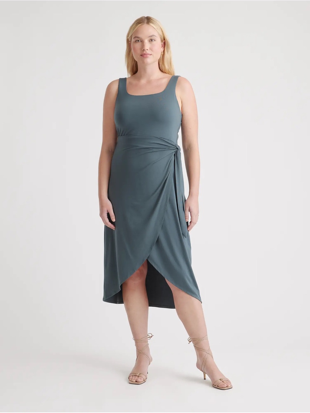 Quince Tencel Jersey Side Tie Midi Dress